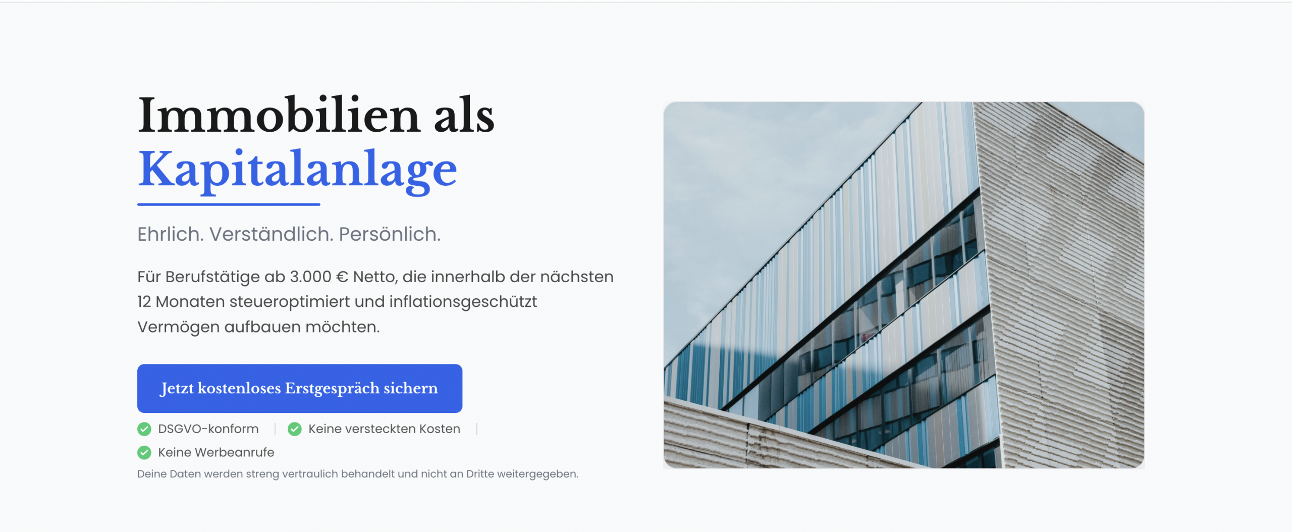 Conversion-Landingpage Kapital sicher anlegen